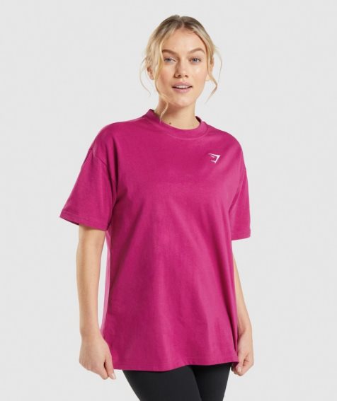 Women's Gymshark Training Oversized T-Shirts Pink | NZ 6SJHRO